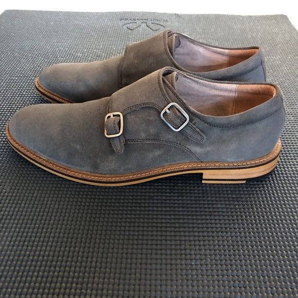 Banana Republic Double Monk Strap Suede Dress Shoes Gray - US 8.5 Men - Picture 1 of 9